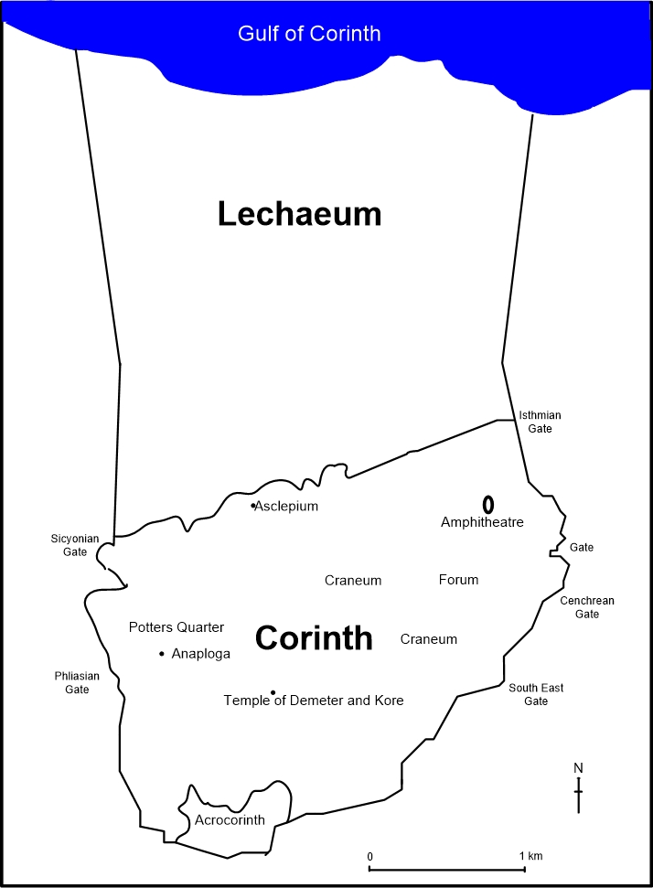Map of Corinth in the year 50
