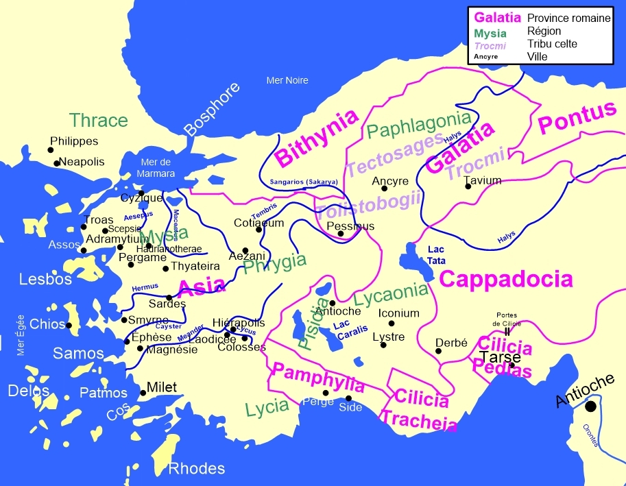 Carte de l'Asie Mineure au temps de saint Paul
