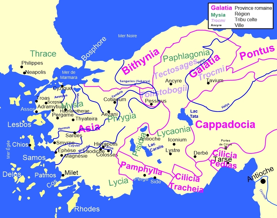 Map of Asia Minor in the time of Saint Paul