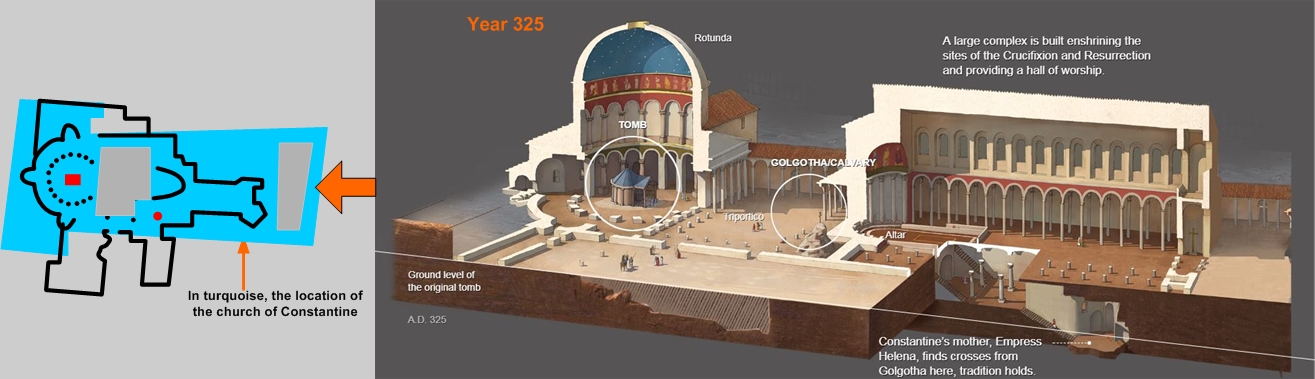 Year 325 and location of the Holy Sepulchre 