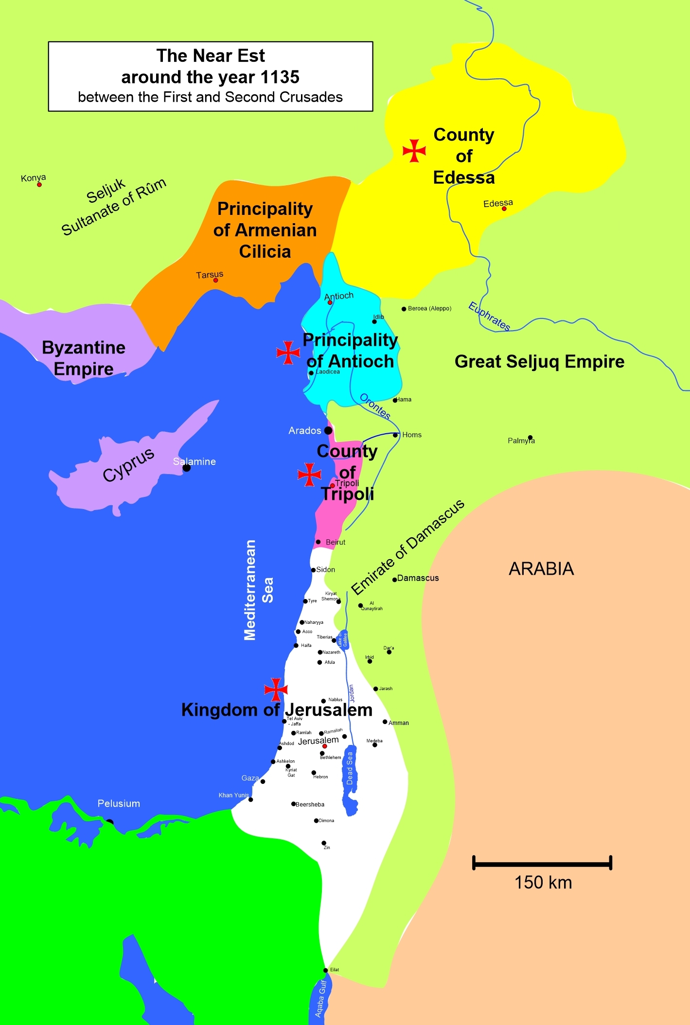Le Proche-Orient vers l'an 1135