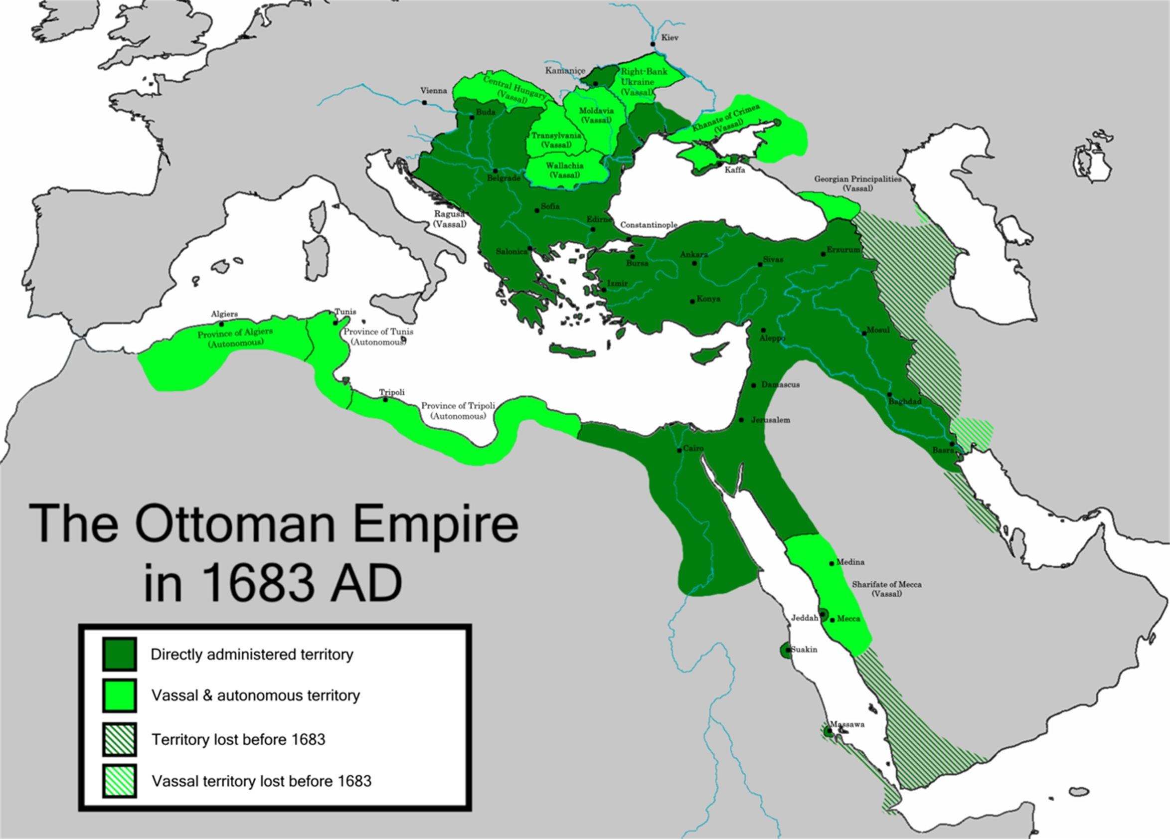 L'empire Ottoman en l'an 1683